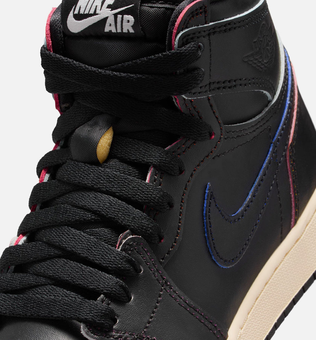 Air Jordan 1 Retro High OG Grade School Lifestyle Shoe - Black/Linen