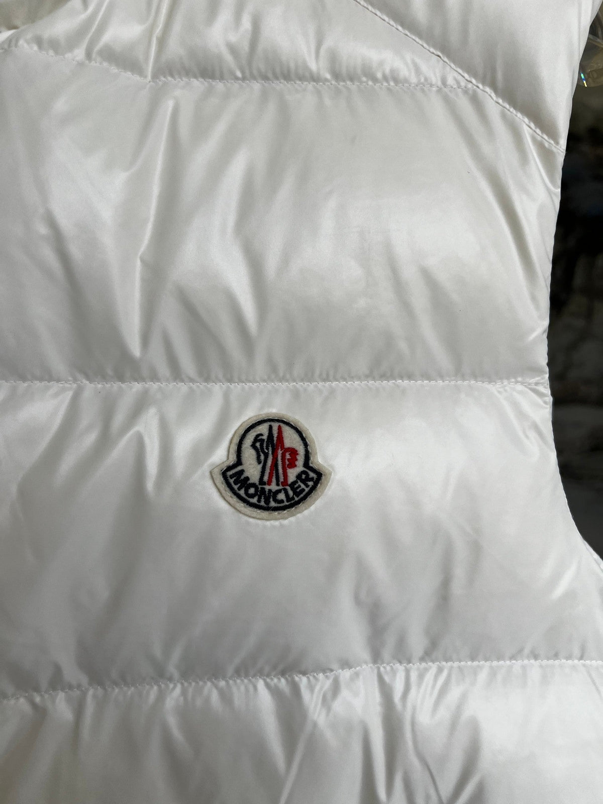 Moncler Puffer Vest in White with Glossy Finish