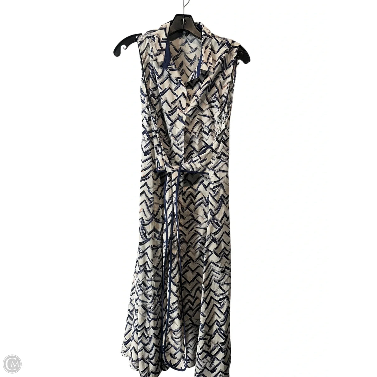 Dress Casual Midi By Nic + Zoe In Blue & White, Size: M