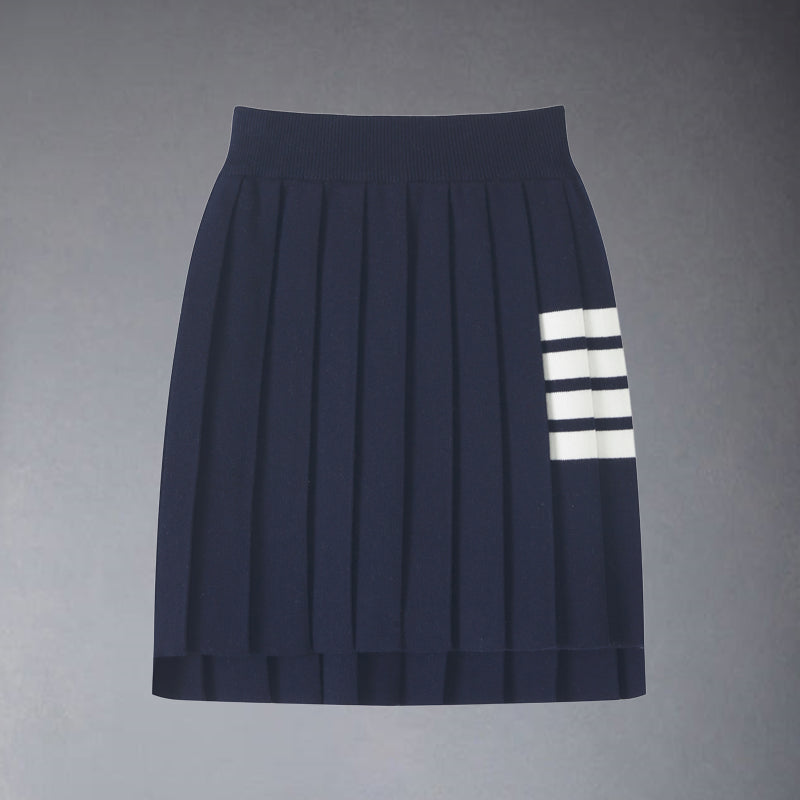 Women's 4-Bar Knitted Pleated Midi Skirt | Thom Browne