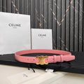 CELINE CL TRIOMPHE 25 MM BELT IN BLUSH PINK CALFSKIN GOLD HARDWARE