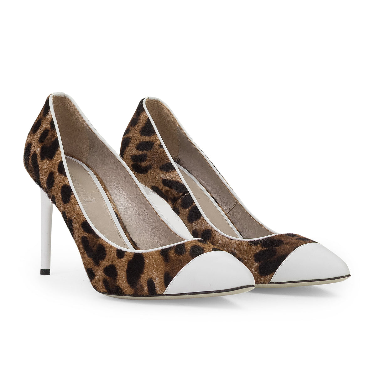BROWN/WHITE LEOPARD HEELS