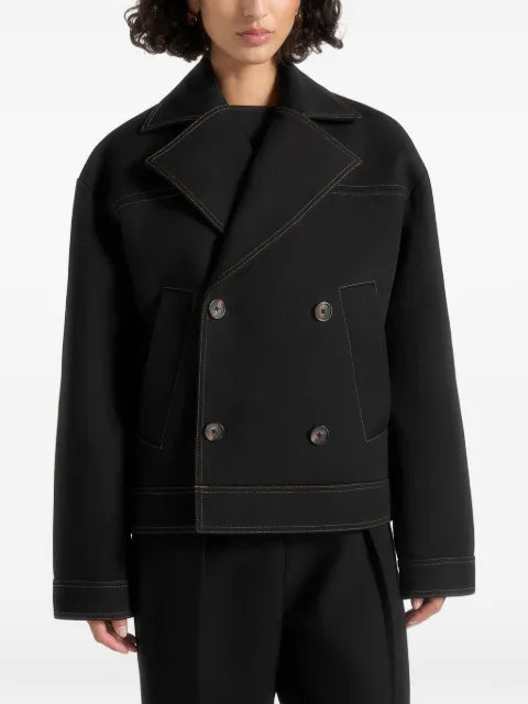 Manière De Voir Mika unisex tailored double breasted jacket with contrast stitch