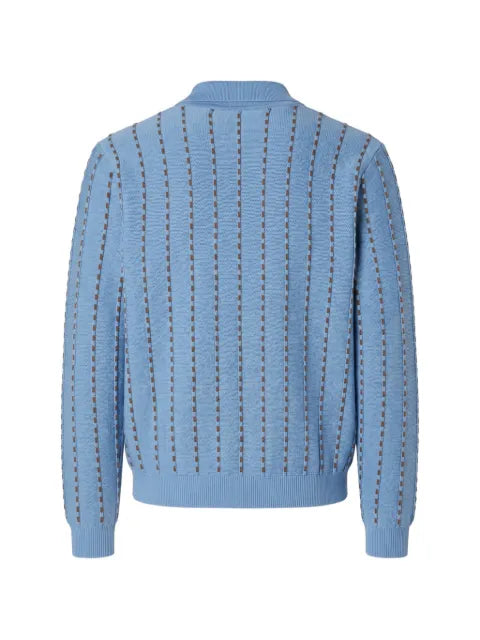 FENDI stripe-knit polo-collar sweater