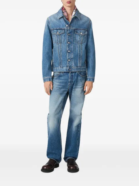 MM6 Maison Margiela check-lining cropped denim jacket
