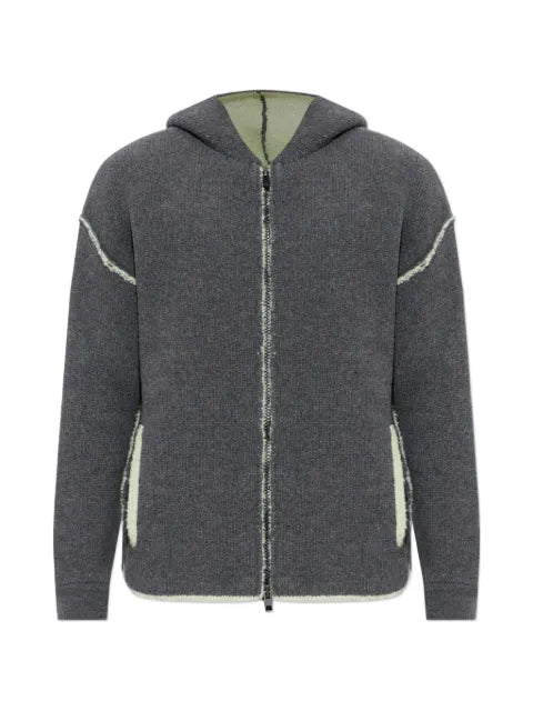 Diesel zip-up hoodie in dual-texture knit