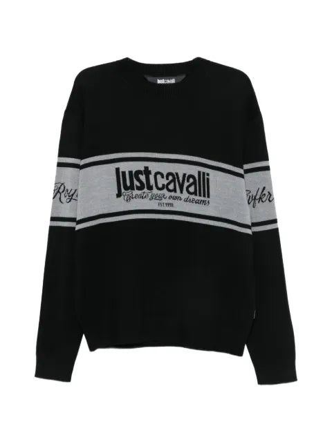 Just Cavalli logo-intarsia striped sweater