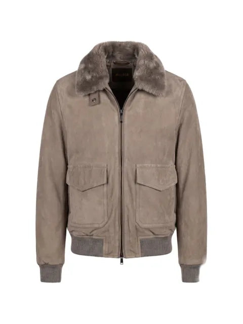 Moorer Antenore shearling-collar suede jacket