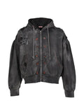Glass Cypress distressed button-detail hoodie