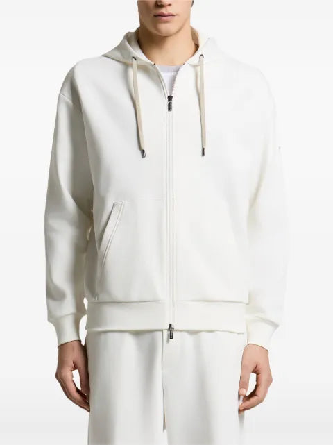 Peserico logo-patch zip-up hoodie