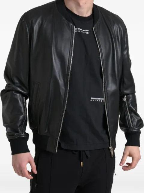 Dolce & Gabbana zip-up leather bomber jacket