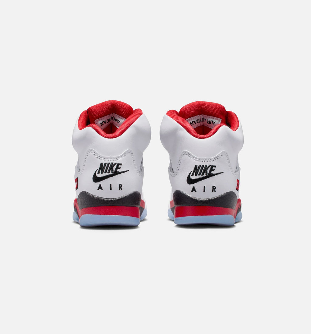 Air Jordan 5 Retro Fire Red Grade School Lifestyle Shoes - White/Fire Red/Black