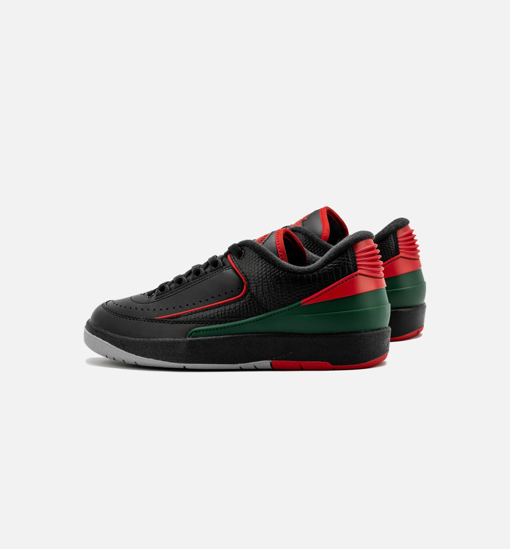 Air Jordan 2 Retro Low Christmas Grade School Lifestyle Shoes - Black/Fire Red/Cement Grey