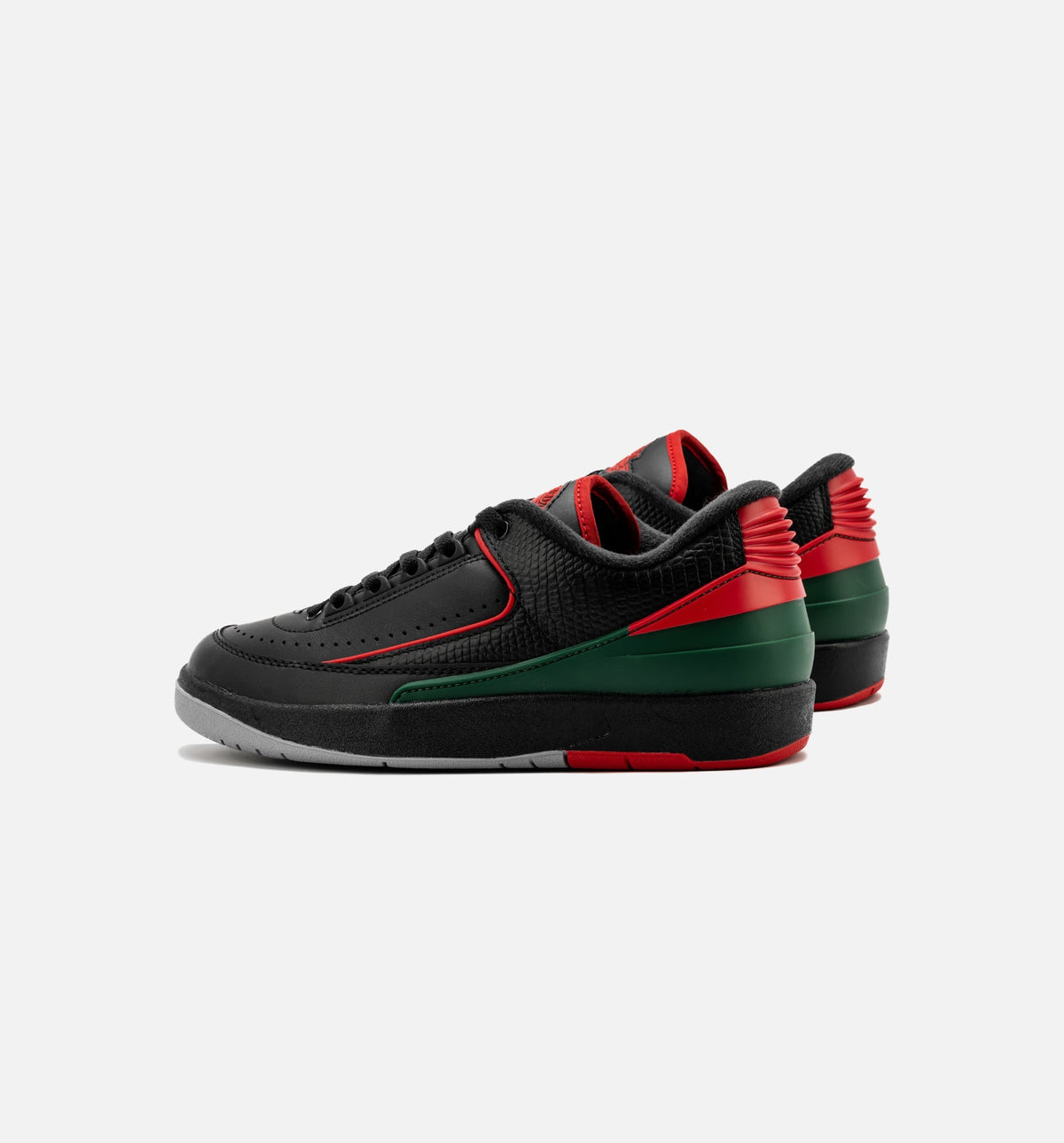 Air Jordan 2 Retro Low Christmas Grade School Lifestyle Shoes - Black/Fire Red/Cement Grey