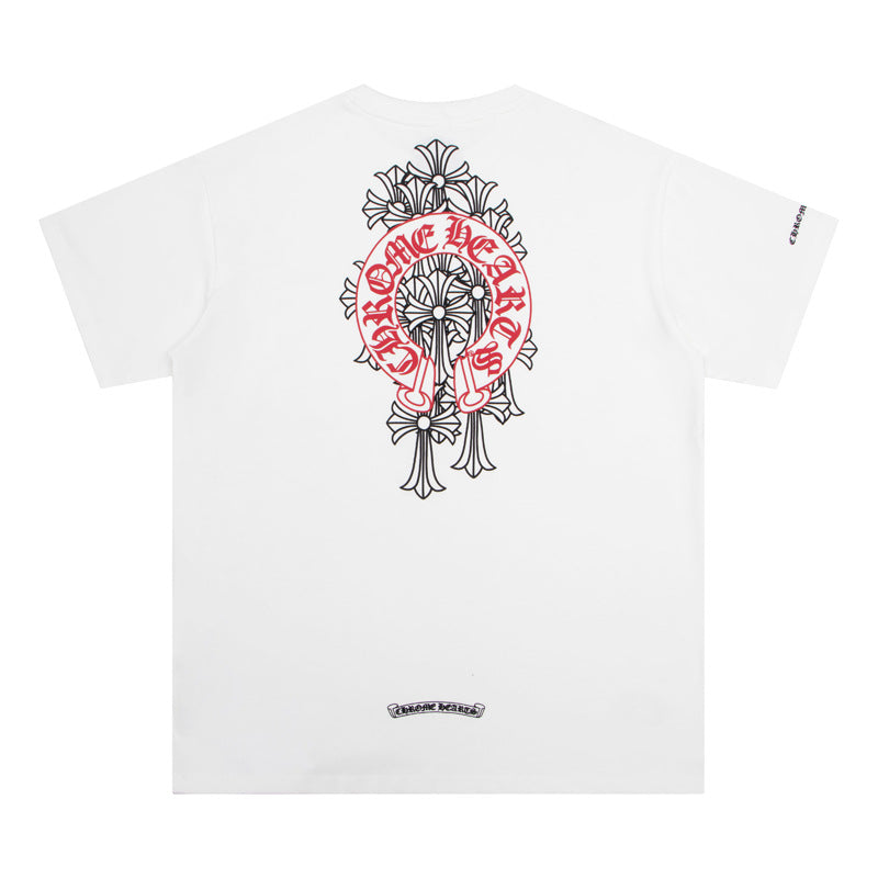 Chrome Hearts Horseshoe Cross Floral Crew Neck T‑Shirt Unisex