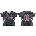 Corteiz Geometric Graphic Athletic Jersey T-Shirt - Black/Grey/Pink
