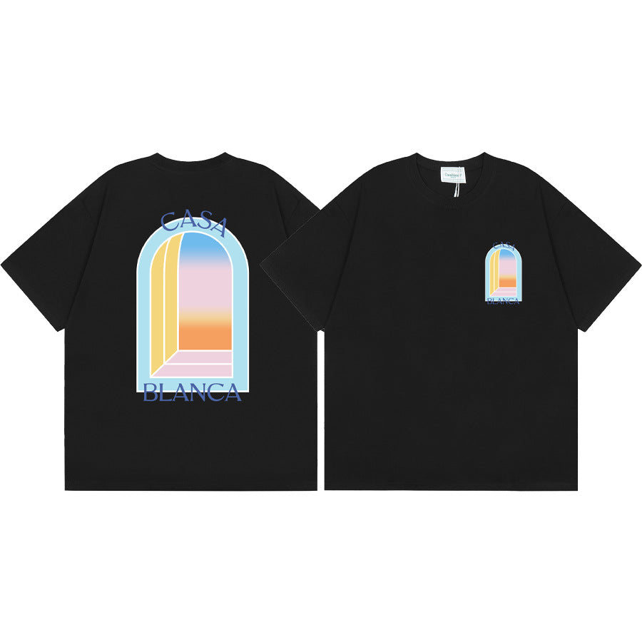 2026 New Casablanca Logo Print Loose Fit Unisex Short Sleeve T-Shirt
