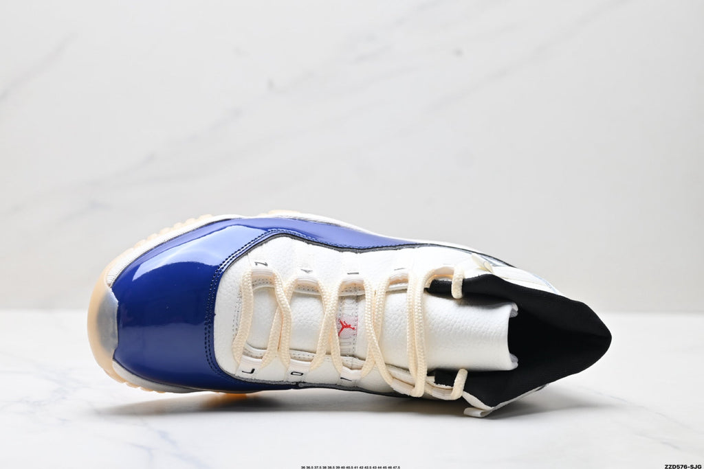 Air Jordan 11 Retro White Navy and Red Unisex Sneakers Style 10