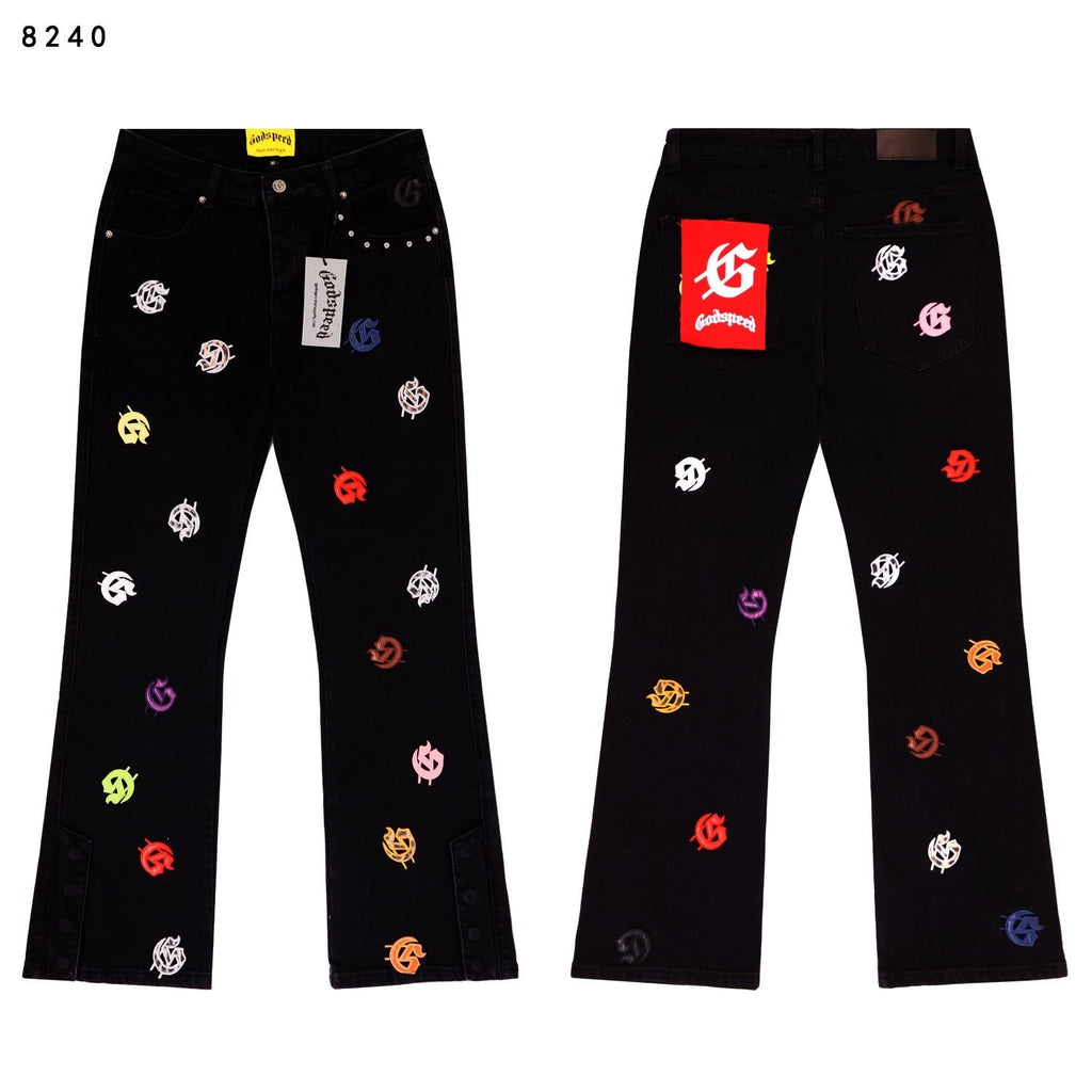 Godspeed Embroidered Flared Jeans