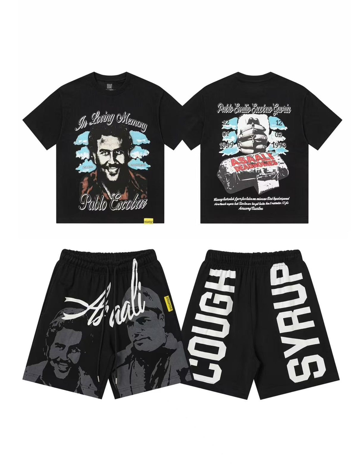 THAT'S A AWFUL LOT OF COUGH SYRUP Pablo Escobar Graphic Short-Sleeve Set