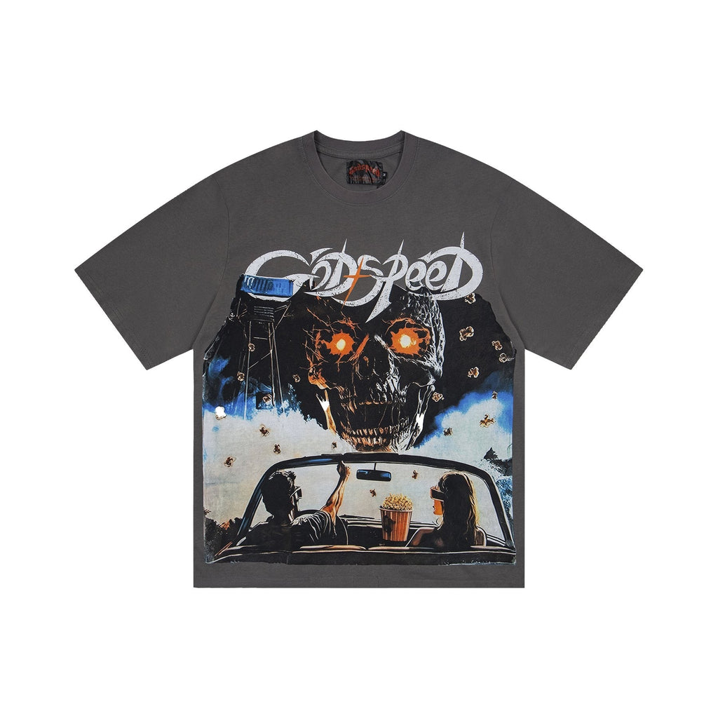 Godspeed Skull & Car Graphic Short-Sleeve T-Shirt