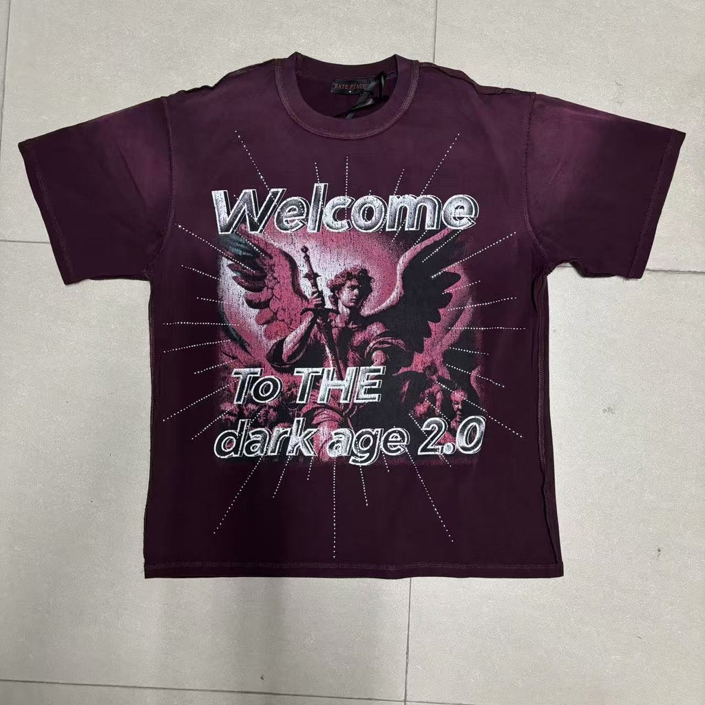 RARE PEACE Dark Warrior Angel Graphic Short-Sleeve T-Shirt