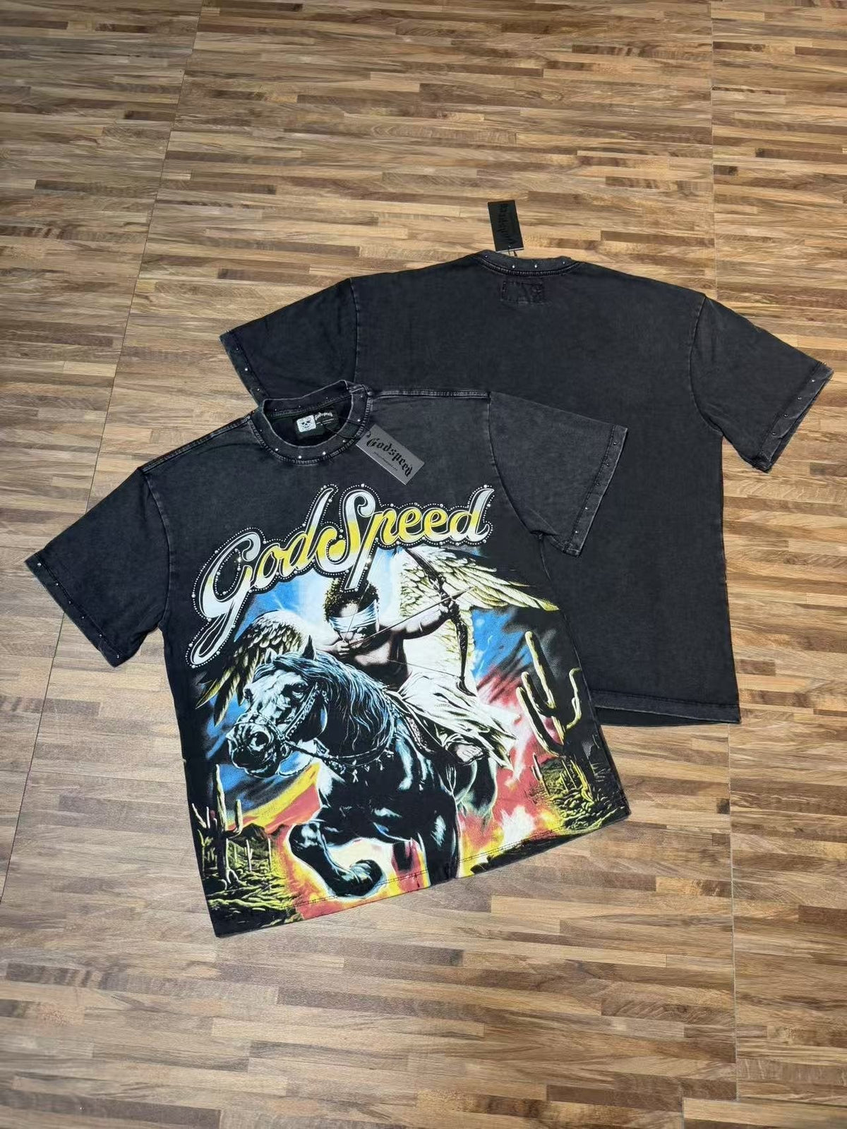 Godspeed Angel Horse Rhinestone Graphic T-Shirt