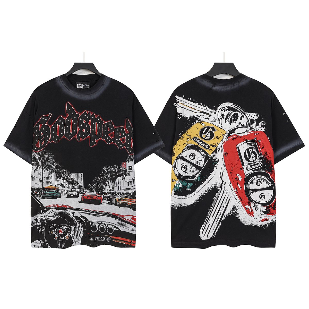 Godspeed Washed Car & Key Graphic Short-Sleeve T-Shirt