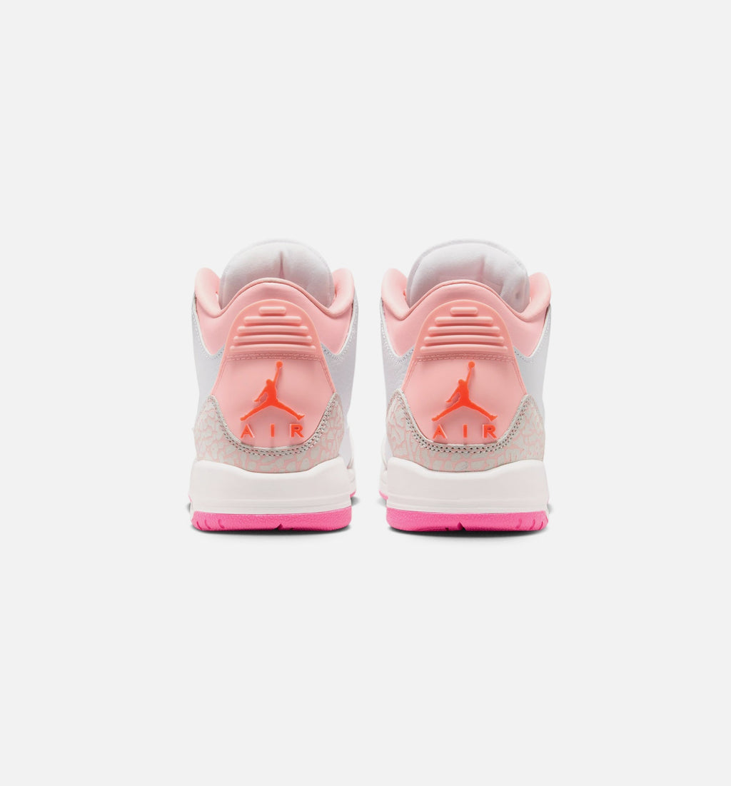 Air Jordan 3 Retro Spring Flowers Grade School Lifestyle Shoes - Pearl Pink/Pink Bloom/Pink Glow/Hyper Orange