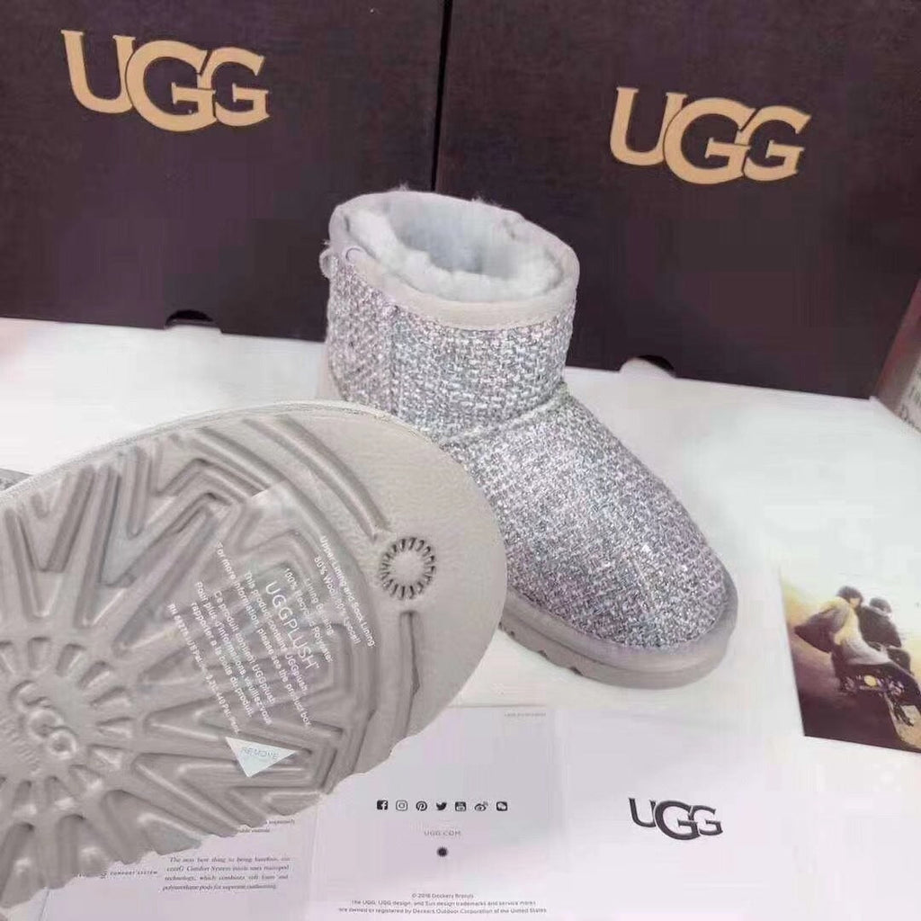 Kids Chanel-Style Snow Boots — Chic Grey | New Arrival | In Stock