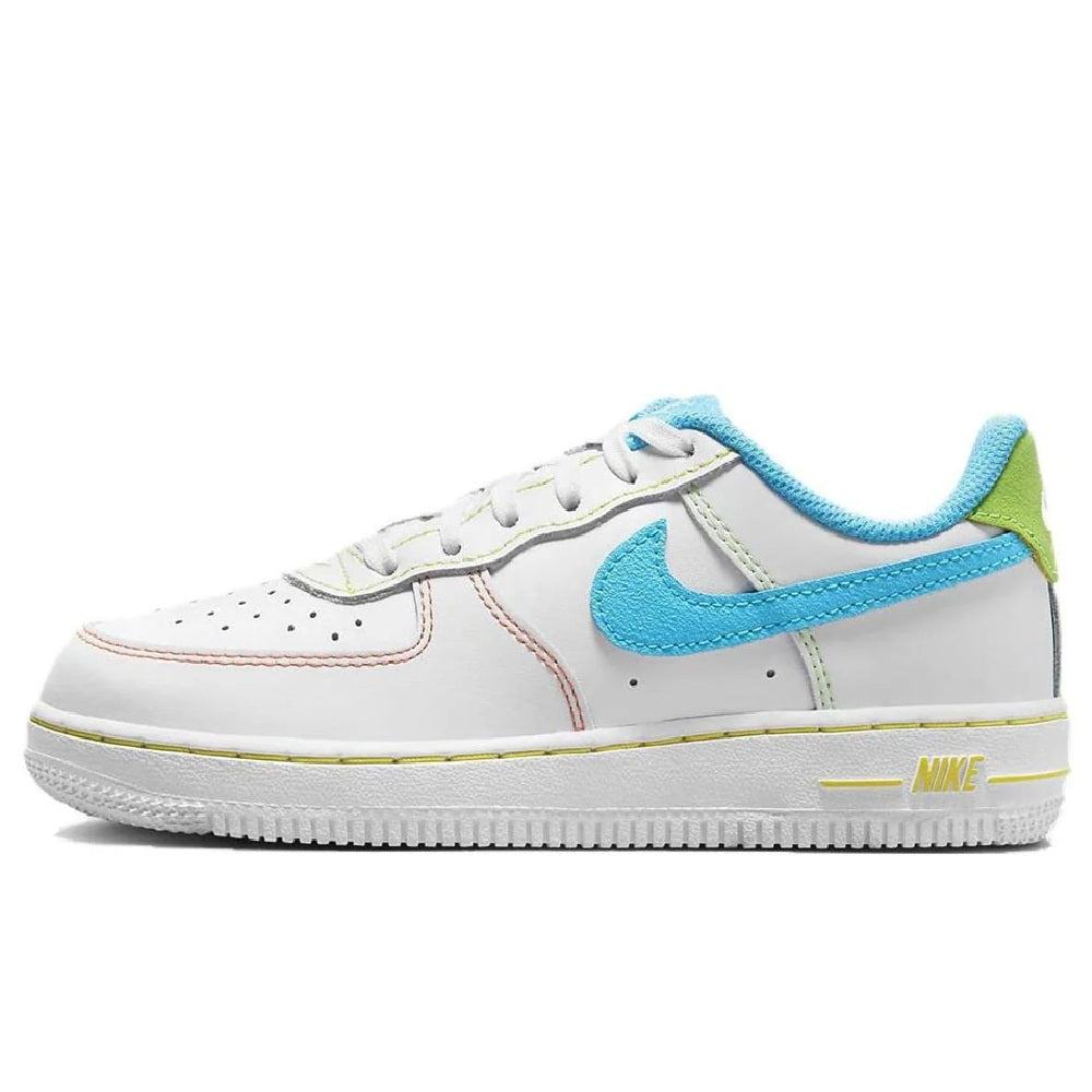 Little Kid's Nike Force 1 LV8 BP White/Baltic Blue-Action Green (FJ4807 100)