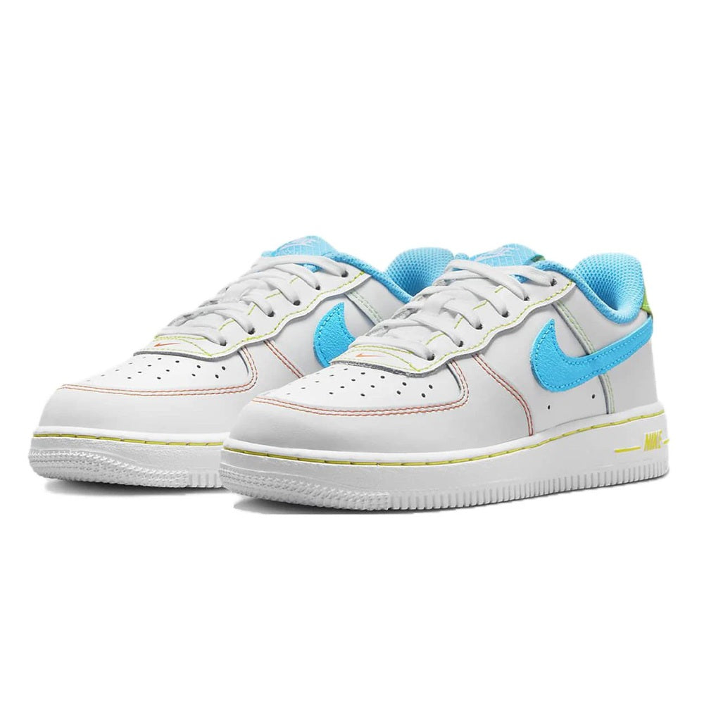 Little Kid's Nike Force 1 LV8 BP White/Baltic Blue-Action Green (FJ4807 100)