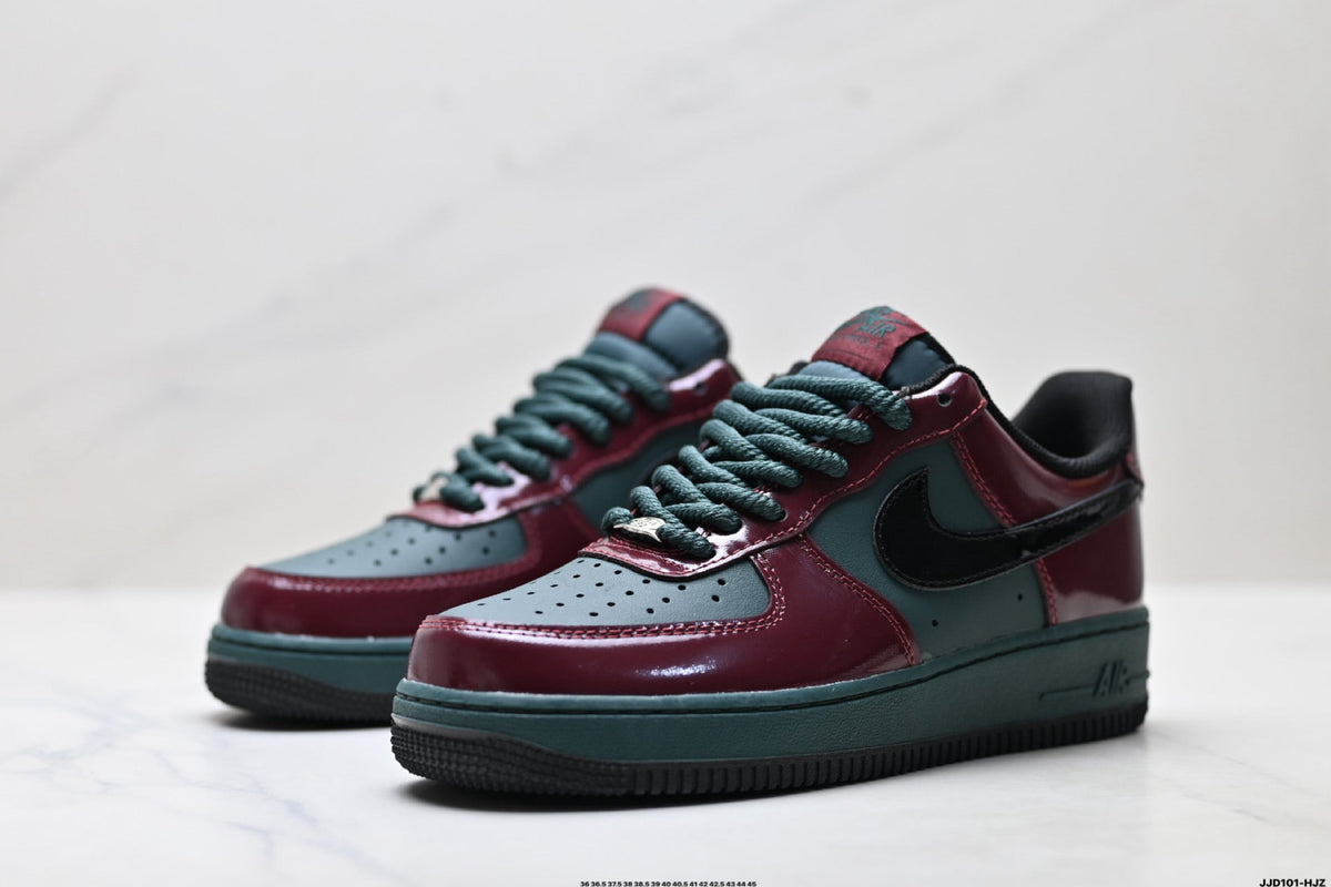 Nike Air Force 1 Low Burgundy Teal Black Unisex Sneakers Style 16