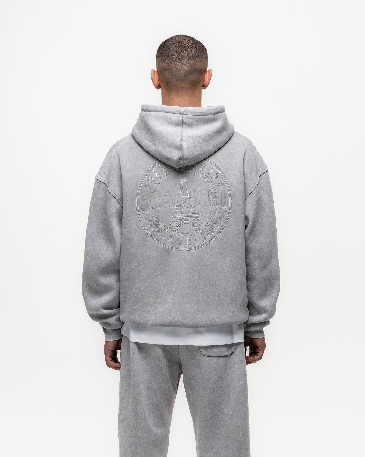 Magiri Embroidered Acid Wash Hoodie in Washed Oatmeal