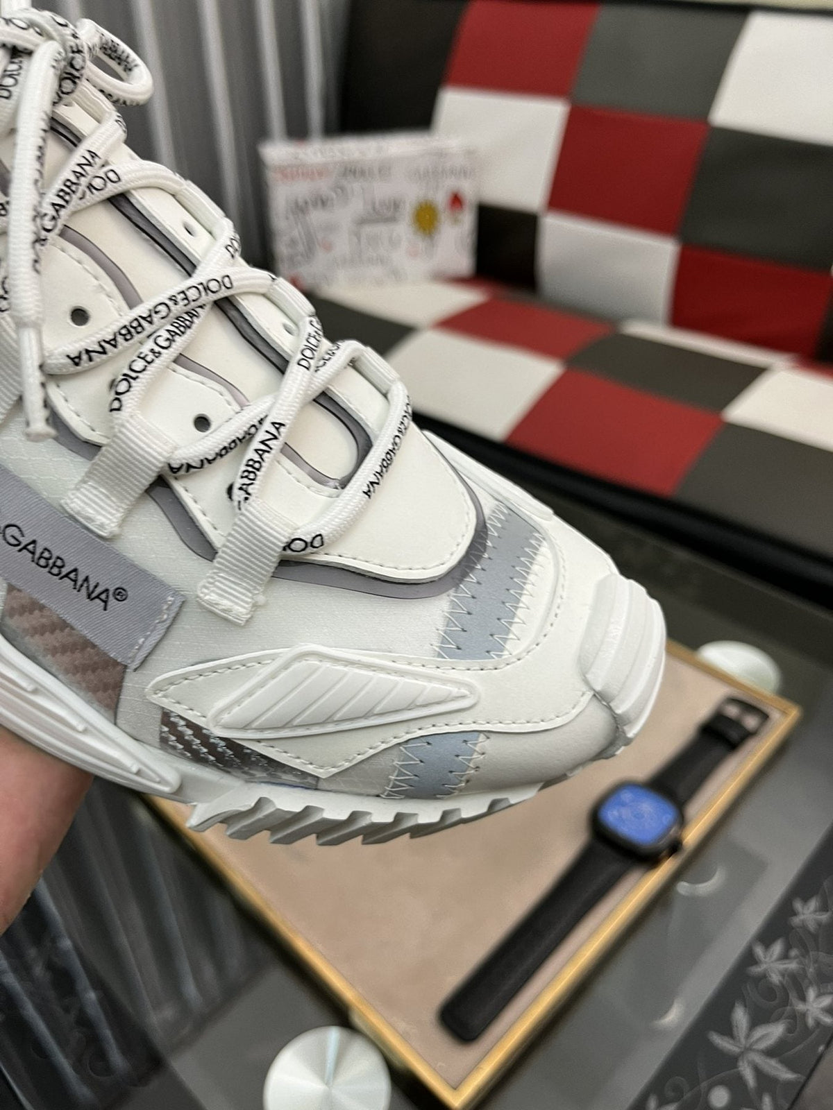 Dolce & Gabbana White and Light Gray Chunky Sneakers