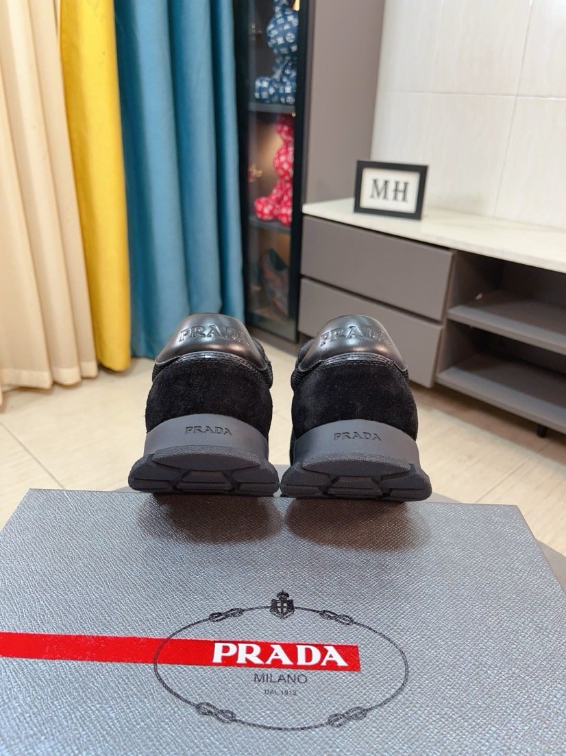 Prada Men's Black and Charcoal Mesh Sneakers