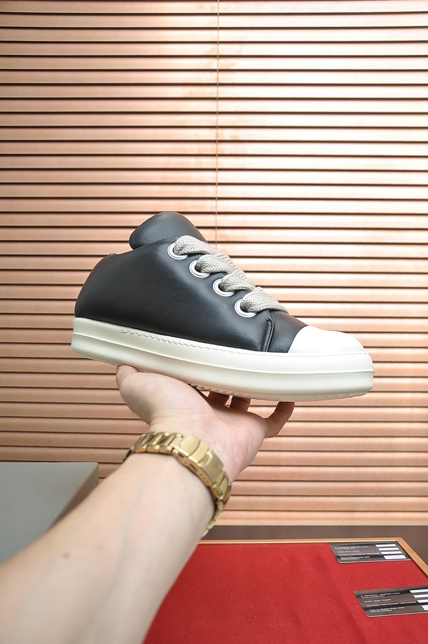 Rick Owens Black Platform Low-Top Sneakers