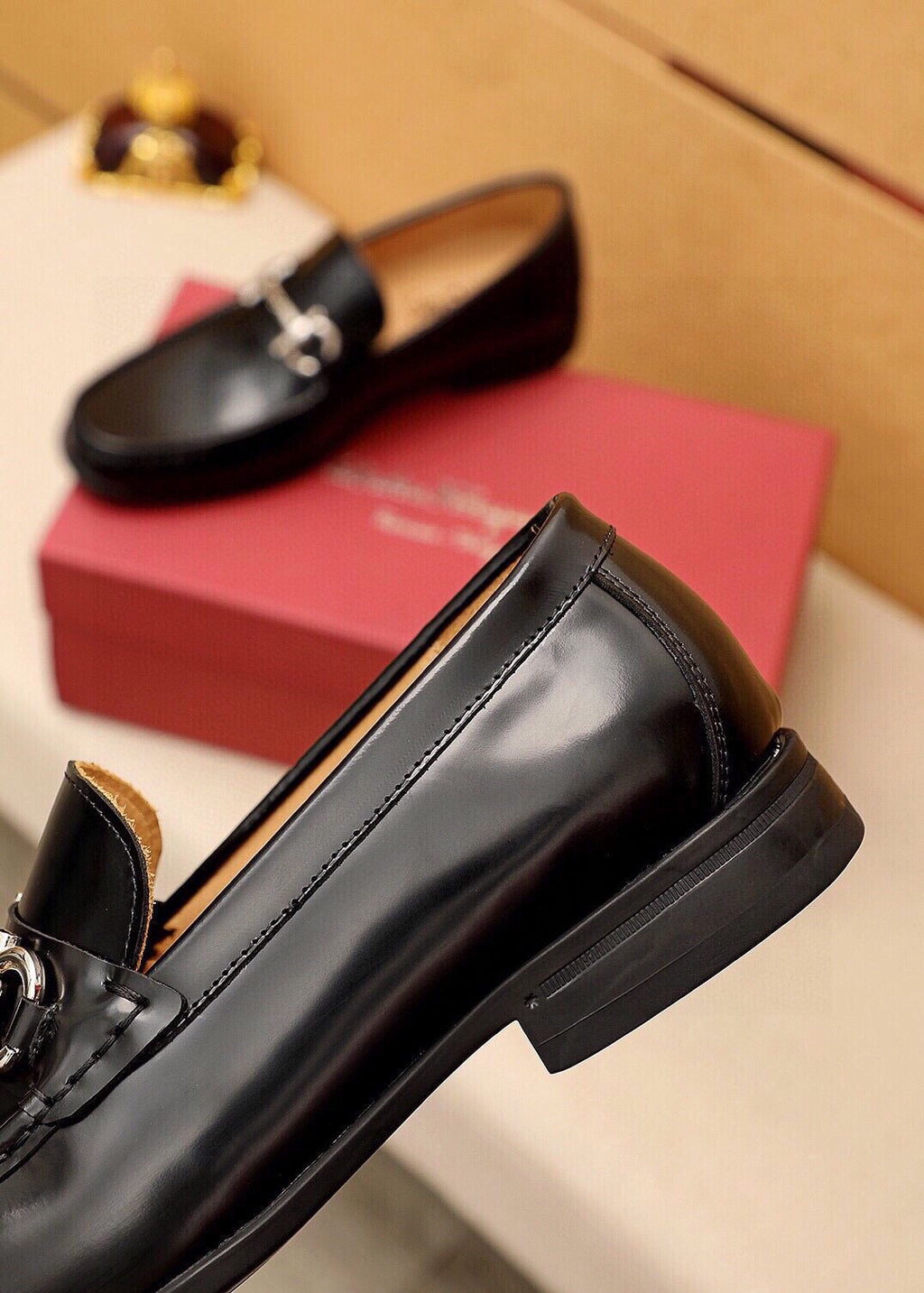 Ferragamo Black Metal-Bit Loafers - Stacked Heel