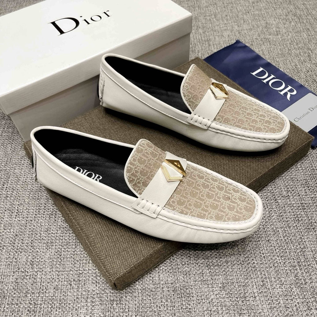 Dior Cream and Beige Patterned Loafers