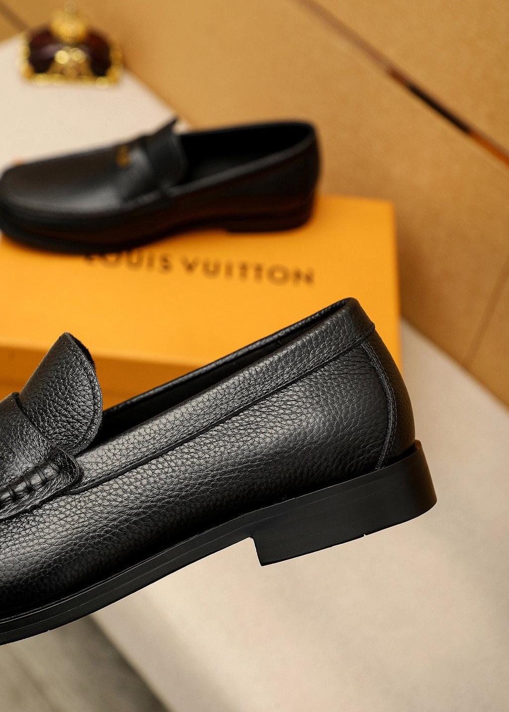 Louis Vuitton Black Pebbled Leather Loafers