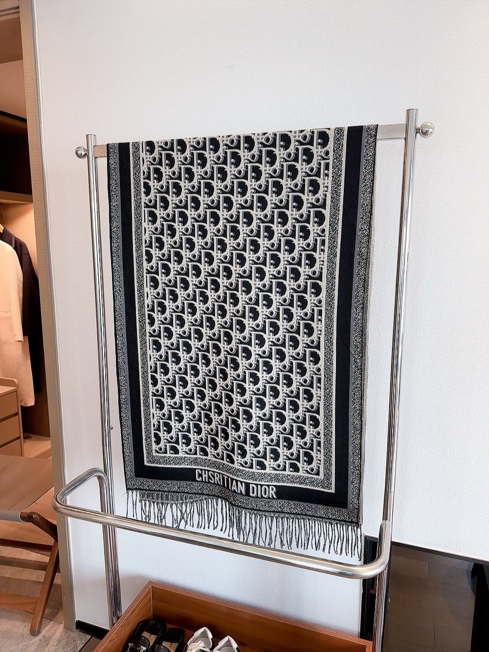 Dior Patterned Fringe Scarf