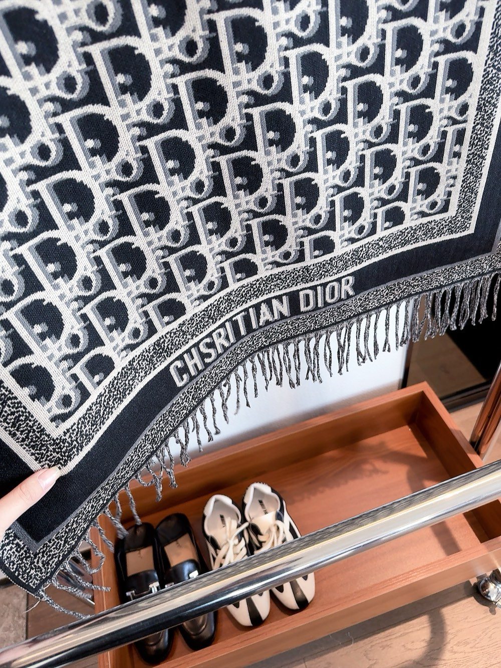 Dior Patterned Fringe Scarf