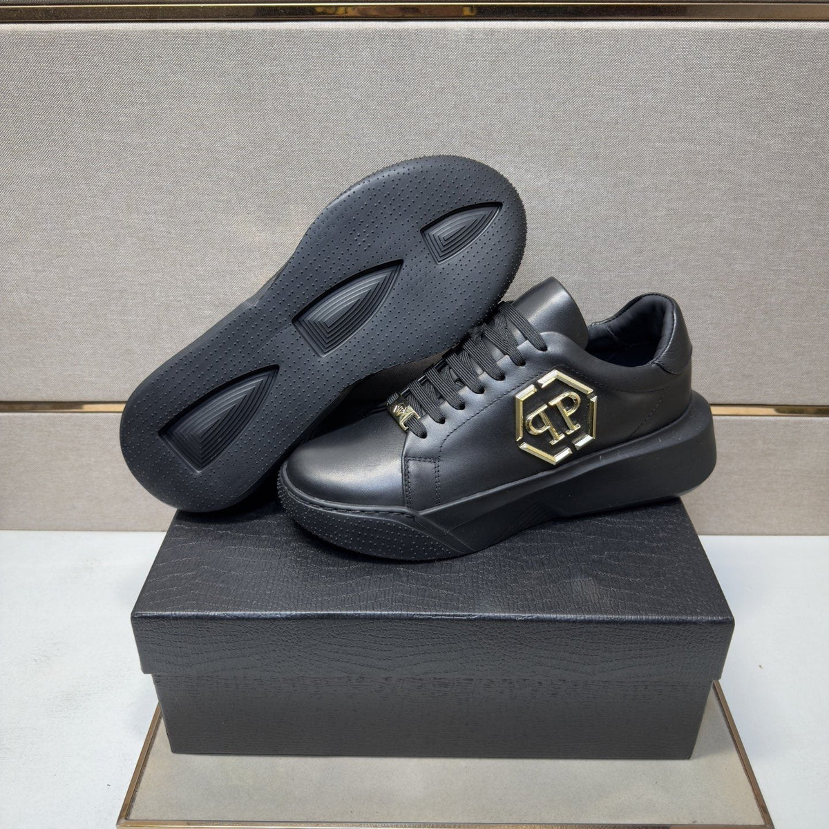 Philipp Plein Men's Black Gold-Accent Sneakers