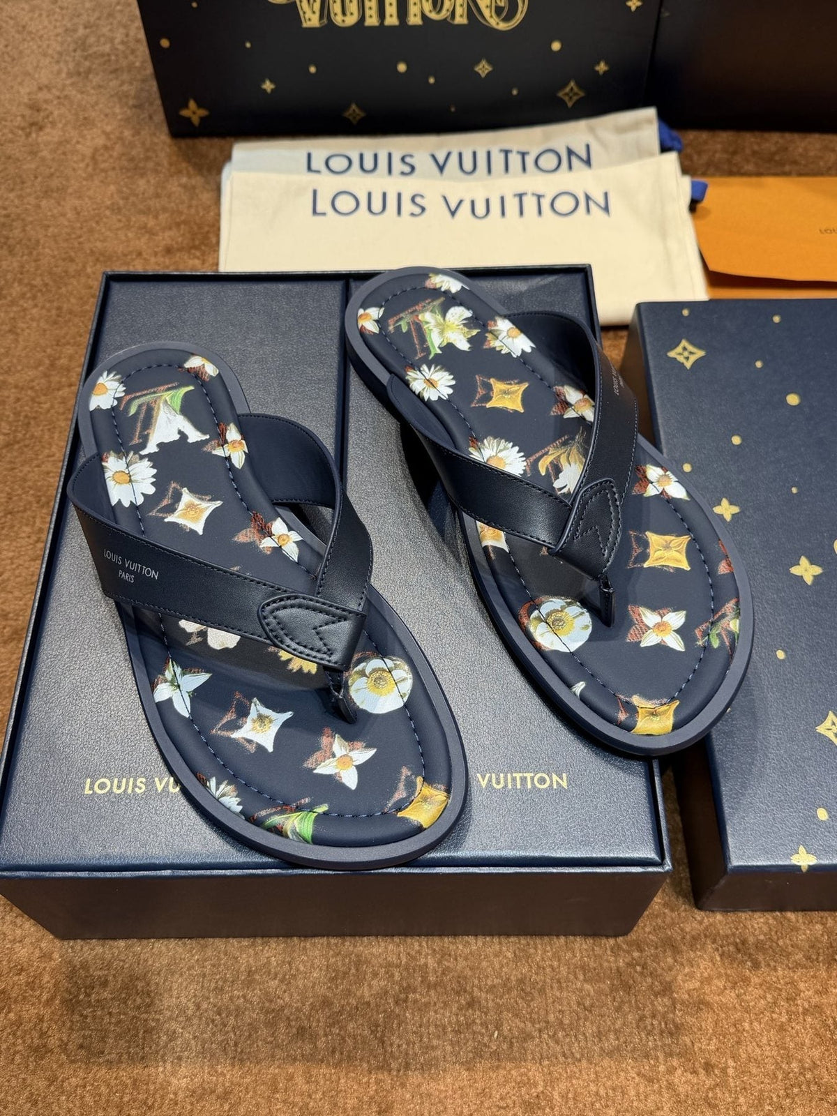 Louis Vuitton Floral Print Thong Sandals