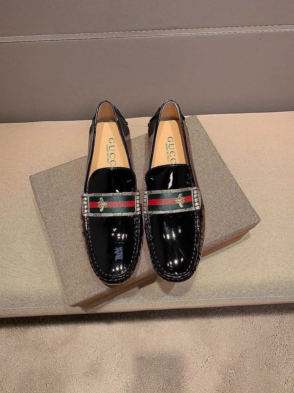 Gucci Black Stripe Loafers