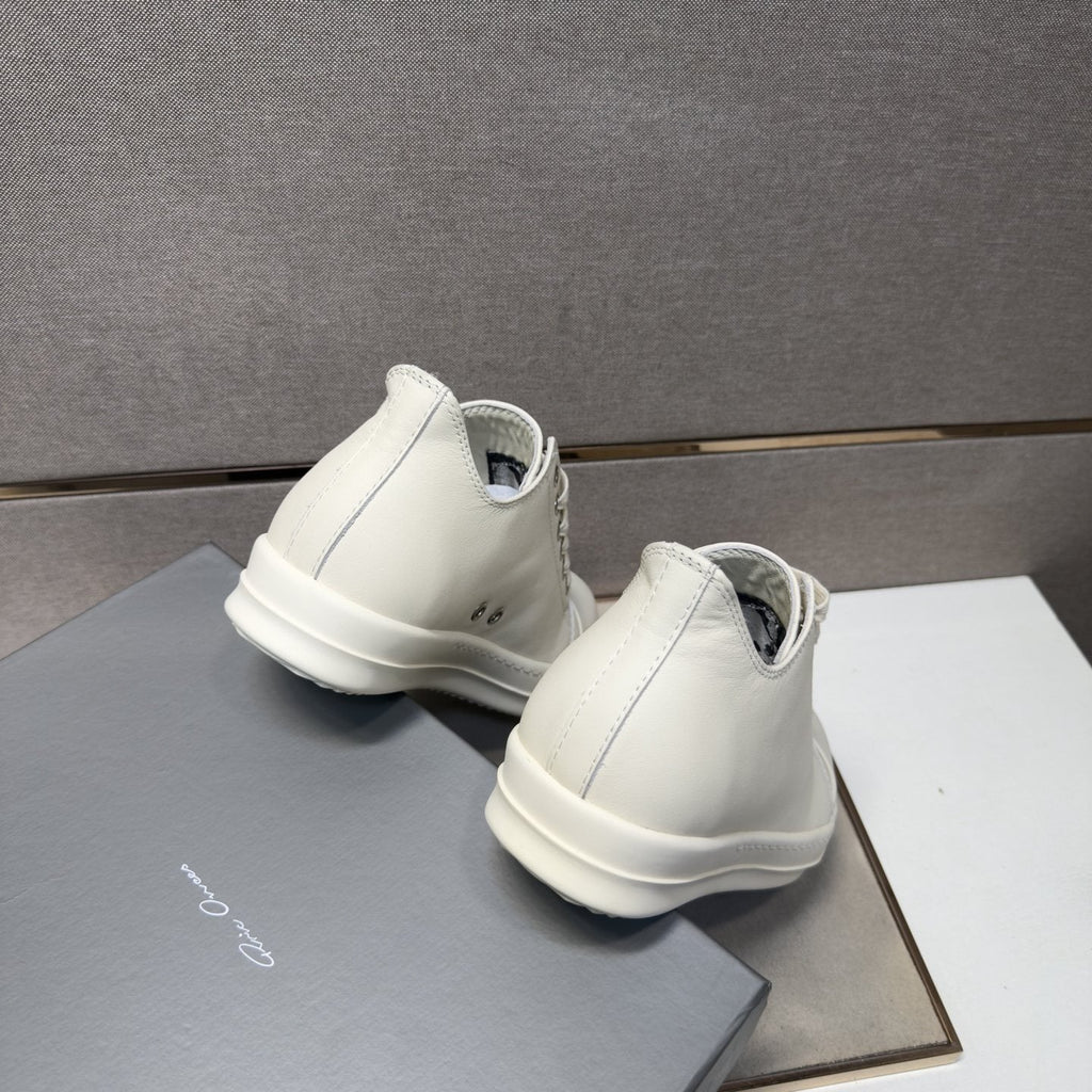 White Leather Low-Top Sneakers