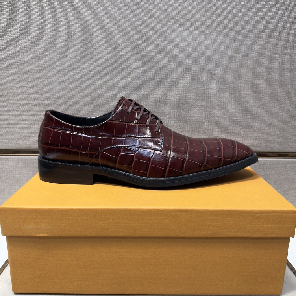 Louis Vuitton Men's Crocodile-Embossed Lace-Up Dress Shoes