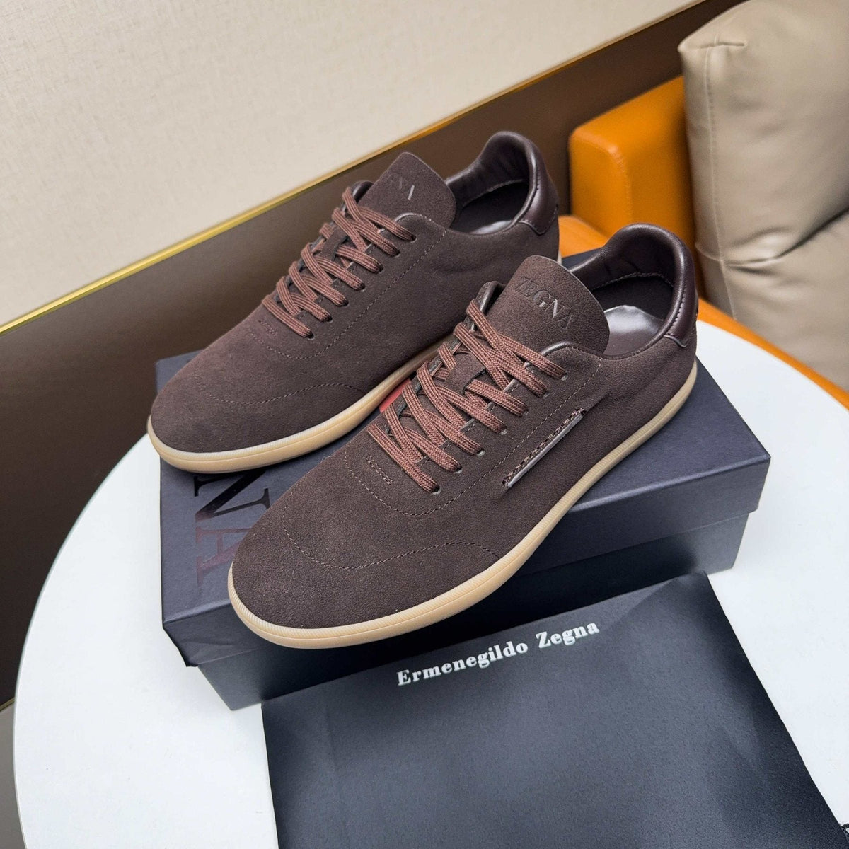 Zegna Suede Low-Top Sneakers