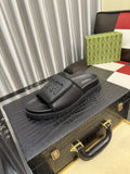 Gucci Embossed Strap Slide Sandals
