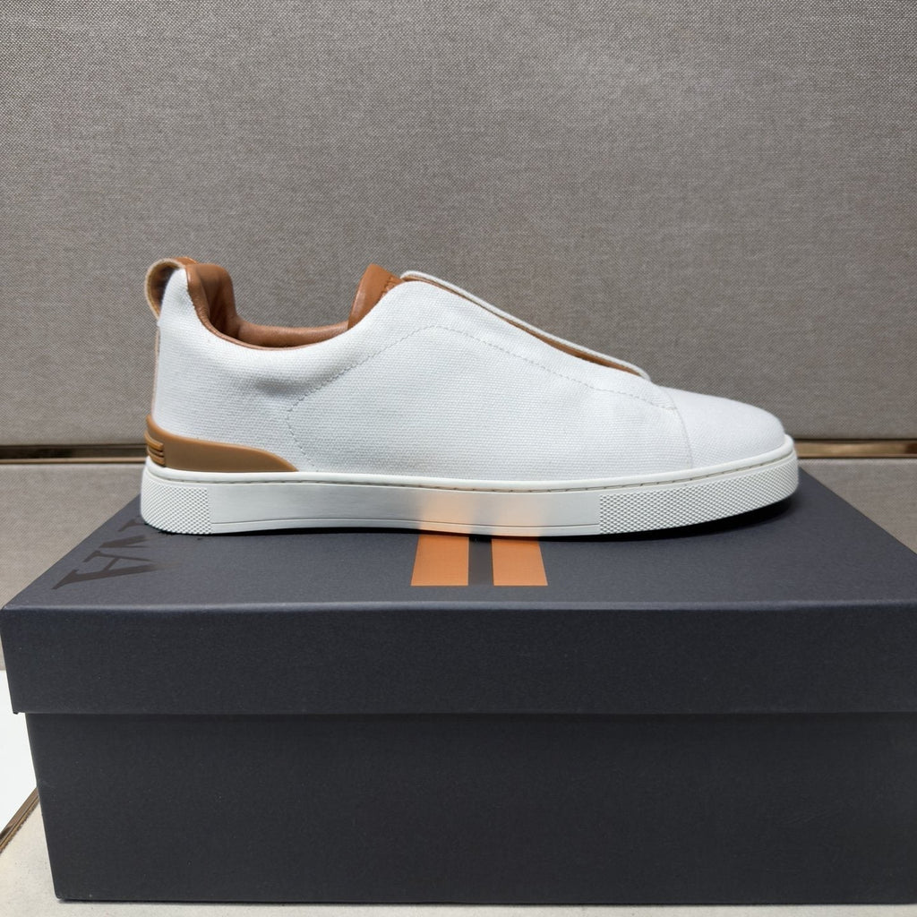 Zegna Men's Tan Accent Low-Top Sneakers